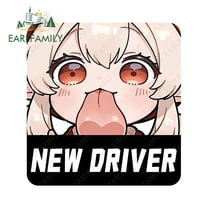 EARLFAMILY Chibi Genshin Impact New Driver Car Sticker Vinyl Sign Cute Tongue Stuck Out Decal Trunk Car Truck Racing Accessories