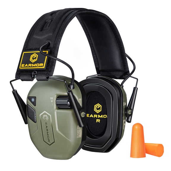 EARMOR M300T Bluetooth Hearing Protection Electronic Ear Muffs, 29dB SNR Noise Reduction & 4X Sound Amplication, gun range ear protection for Shooting & Hunting, Gel Ear Pads, IPX5 Waterproof, Green