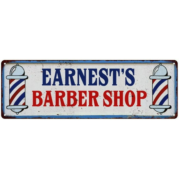 EARNEST'S Barber Shop Hair Salon Gift Metal Sign Retro 6x18 206180031140
