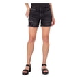 thumbnail image 1 of EARNEST SEWN NEW YORK Womens Black Denim Zippered Pocketed Frayed Hem Button Fly Distressed Shorts Shorts 24, 1 of 4