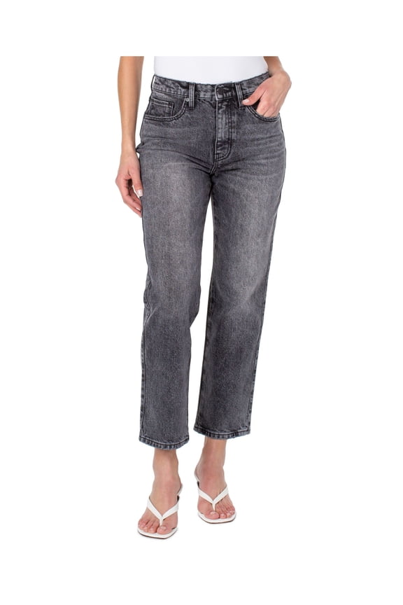 NEW YORK Womens Black Zippered Pocketed Straight Leg Ankle Crop High Waist Jeans 27