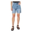thumbnail image 1 of EARNEST SEWN NEW YORK Womens Blue Denim Pocketed Pleated Rolled Cuffs Button Fly High Waist Shorts Juniors 31, 1 of 4