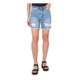 thumbnail image 1 of EARNEST SEWN NEW YORK Womens Blue Pocketed Frayed Button Fly Cutoff Hem Shorts 24, 1 of 4
