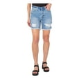 thumbnail image 1 of EARNEST SEWN NEW YORK Womens Blue Pocketed Frayed Button Fly Cutoff Hem Shorts 29, 1 of 4