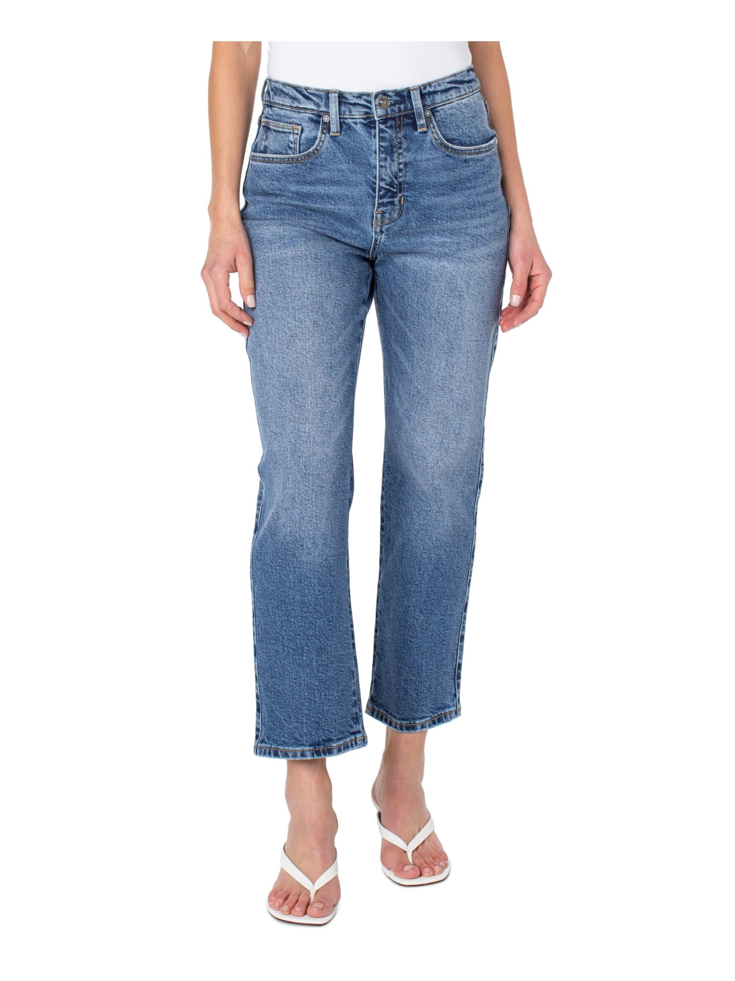 EARNEST SEWN NEW YORK Womens Blue Zippered Pocketed Slim Straight 