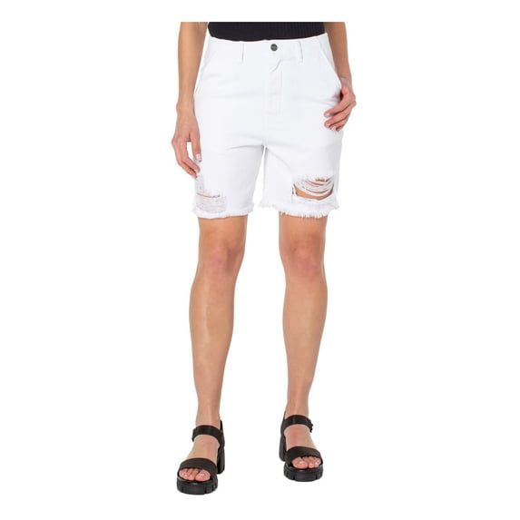 EARNEST SEWN NEW YORK Womens White Zippered Pocketed Frayed Hems High Waist Shorts 27
