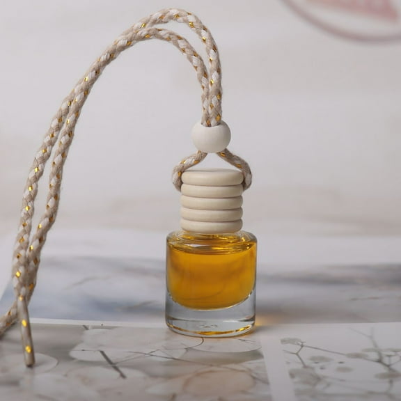 EARSTMAKEUP 10ml Hanging Car Air Freshener Diffuser, Clear Glass Essential Diffuser Oil Aromatherapy Fragrance Perfume Pendant Glass Vials with Wooden Caps & Hanging String,Cylindrical