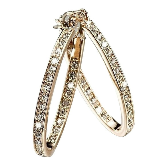 XEOVHV Gold Hoop Earrings for Women, Diamond Huggie Hoops, 35mm