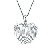 EARSTMAKEUP Angel Wings Necklace, 925 Sterling Silver Guardian Angel Wings Pendant Necklace Birthstone Necklace for Women Girls Christmas Jewelry Gifts