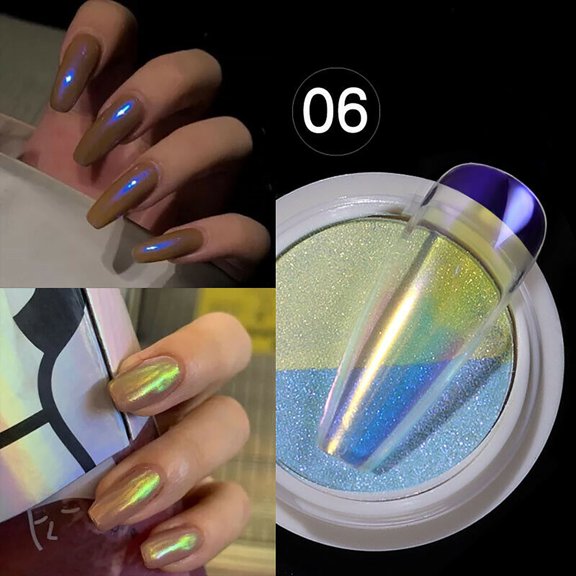 EARSTMAKEUP Holographic Mirror Nail Art Powder Auror a Pigment Powder Manicure Tips DIY Clearance Fall Beauty