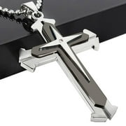 EARSTMAKEUP Mens Cross Pendant Necklace, Large Stainless Steel Cross Pendant Necklace for Men Women，Easter Gifts