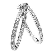 EARSTMAKEUP Silver Hoop Earrings for Women, Diamond Hoop Earrings, Dazzling Gold Huggie Hoops Earrings Varied Stone Sizes Gold Earrings Hoops 35mm