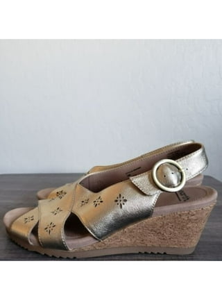 Earth leather perforated wedge sandals outlet