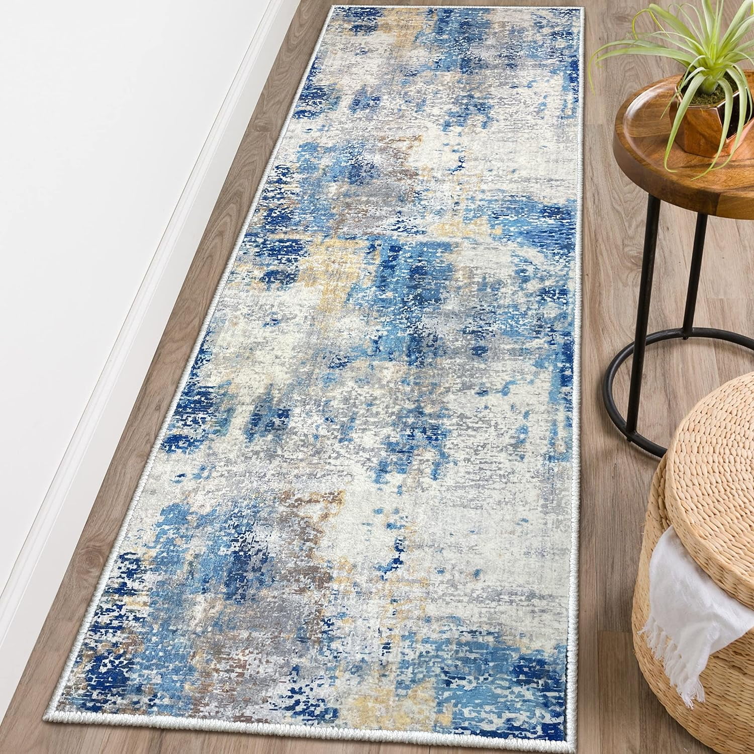EARTHALL Abstract Rug Runner for Hallway 2x6 Kitchen Runner Rug Non