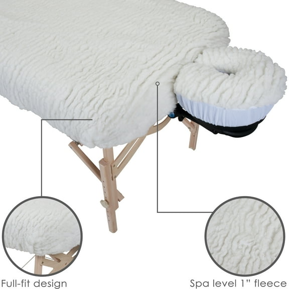 EARTHLITE Massage Table Fleece Pad Set DELUXE - 1" Soft Thick Fleece incl. Fitted Pad & Face Cradle Cover (2pc)