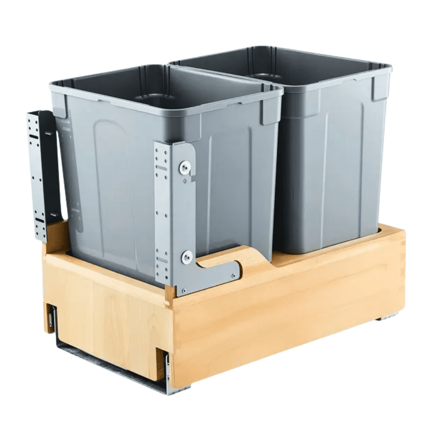 Container Plastic With Rails EARTHMOUNT Dual 35QT Pull-Out Trash Can for Kitchen Cabinet, Under ...
