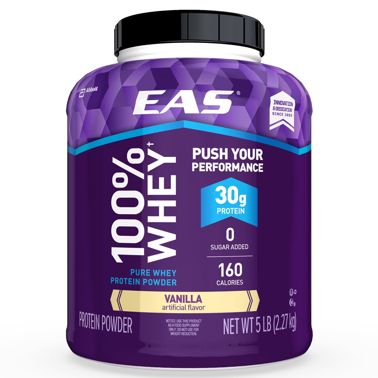 EAS 100 Pure Whey Protein Powder Vanilla 30 g of Protein 5 lb Canister
