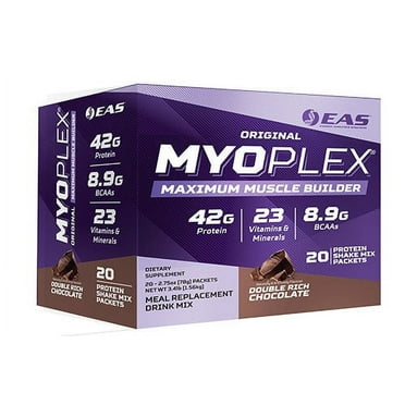 EAS Original Myoplex Maximum Muscle Builder | Meal Replacement Protein Drink Mix | Quality Protein Blend | 42g Protein | 20 Individual Packets (Double Rich Chocolate)