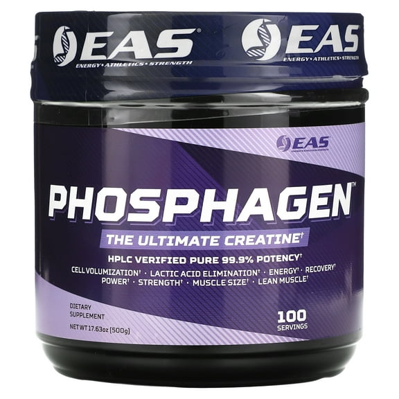 EAS Phosphagen Ultimate Creatine Powder | Power, Strength, Muscle Size, & Cell Volumization | Pure 99.9% Potency | 100 Servings (Unflavored)