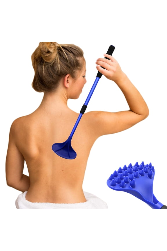 Back Scratcher for Women Men Extendable with Strong ABS Massage Head, 21inch Body Scratcher for Adults - Pets Compact - Retractable（Blue）