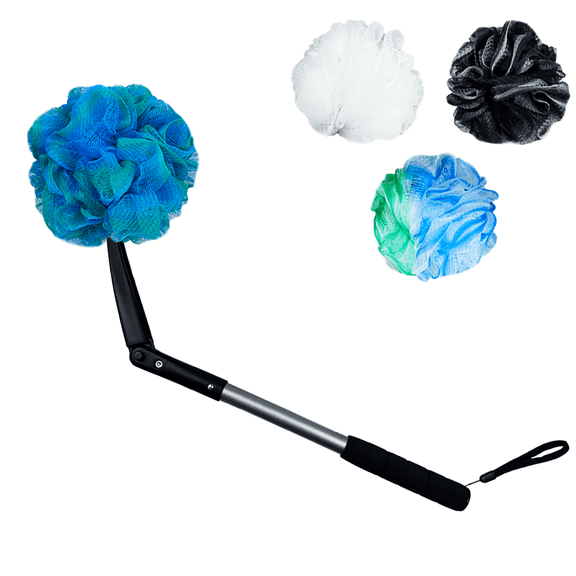 EASACE Long Handled Loofah witn Sponges by Shower Bouquet,Back Scrubber & Bath Sponges,Body Exfoliator Luffa on a Stick,for Elderly & Disabled, Soft Loofah for Bathing Men & Women