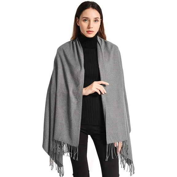 EASE LEAP Pashmina Scarfs for Women Silky Shawls and Wraps for Evening Dresses Soft Large Scarves Wedding Warm Stylish Solid Color, Gray