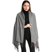 EASE LEAP Pashmina Scarfs for Women Silky Shawls and Wraps for Evening Dresses Soft Large Scarves Wedding Warm Stylish Solid Color, Gray