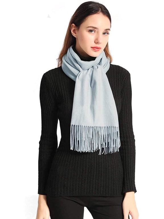 Pashmina Scarfs for Women Silky Shawls and Wraps for Evening Dresses Soft Large Scarves Wedding Warm Stylish Solid Color, Light Gray