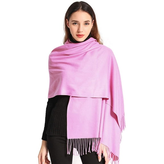 EASE LEAP Pashmina Scarfs for Women Silky Shawls and Wraps for Evening Dresses Soft Large Scarves Wedding Warm Stylish Solid Color, Pale Pink