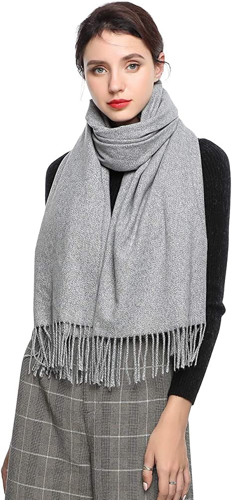 Cashmere Scarf Shawl Stole Wrap Gray Throw 100