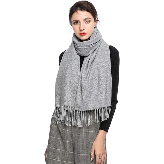 EASE LEAP Winter Scarfs for Women Wool Pashmina Shawls and Wraps Elegant Cashmere Scarves Large Stylish Warm Blanket 78"x27"( Grey )