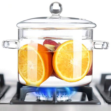 EASHZMFYTBF 1.9L Heat-Resistant Glass Cooking Pot with Double Handles, Anti-Scald Glass Lid, Direct Flame Suitable for Boiling Water, Stewing, Health Pot, and Instant Noodles
