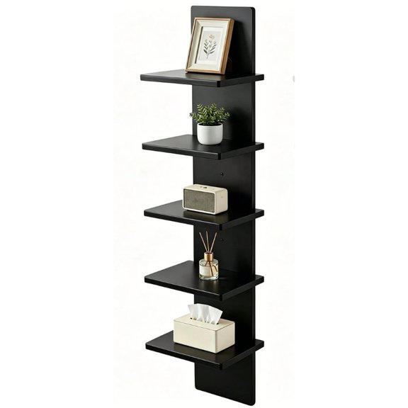 EASHZMFYTBF 1 Piece Set Of 5-Layer Wall Frame Unit - Vertical Column Wall Decoration Installation Floating Storage Home Decoration Organizer High Tower Bedroom, Living Room Practical Frame - Black