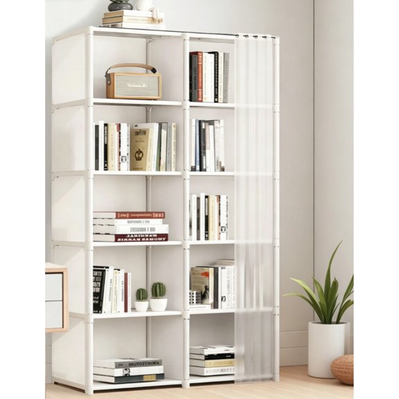 EASHZMFYTBF 1PC Multi-Layer Easy-To-Assemble Book Storage Rack, Household Simple Clothes Storage Wardrobe, Multi-Functional Dustproof Miscellaneous Storage Cabinet for Office, Classroom,White