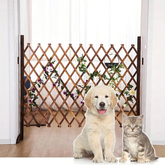 EASHZMFYTBF 70x200cm Extendable Wooden Pet Gate - Pressure-Treated Fence Partition for Home/Garden.