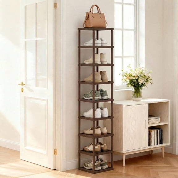 EASHZMFYTBF 9-Tier Bamboo Shoe Rack, Stackable Modular Design, Space-Saving Vertical Organizer for Entryway  Holiday Gift.