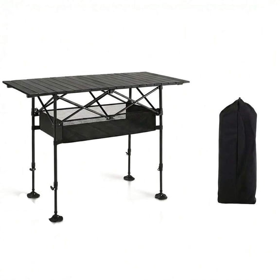 EASHZMFYTBF Adjustable Height Outdoor Folding Table, Portable Camping Table, Outdoor BBQ Table, Multi-Functional Travel Table, Beach Table, Camping Gear,Home Balcony Table - Adjustable 46.4in