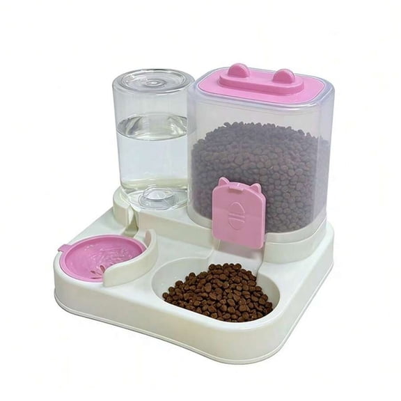 EASHZMFYTBF Automatic Cat Feeder - Dual-Purpose Portion Control - Ensures Your Pet's Dietary Health - Cute Water and Food Dispenser,Pink
