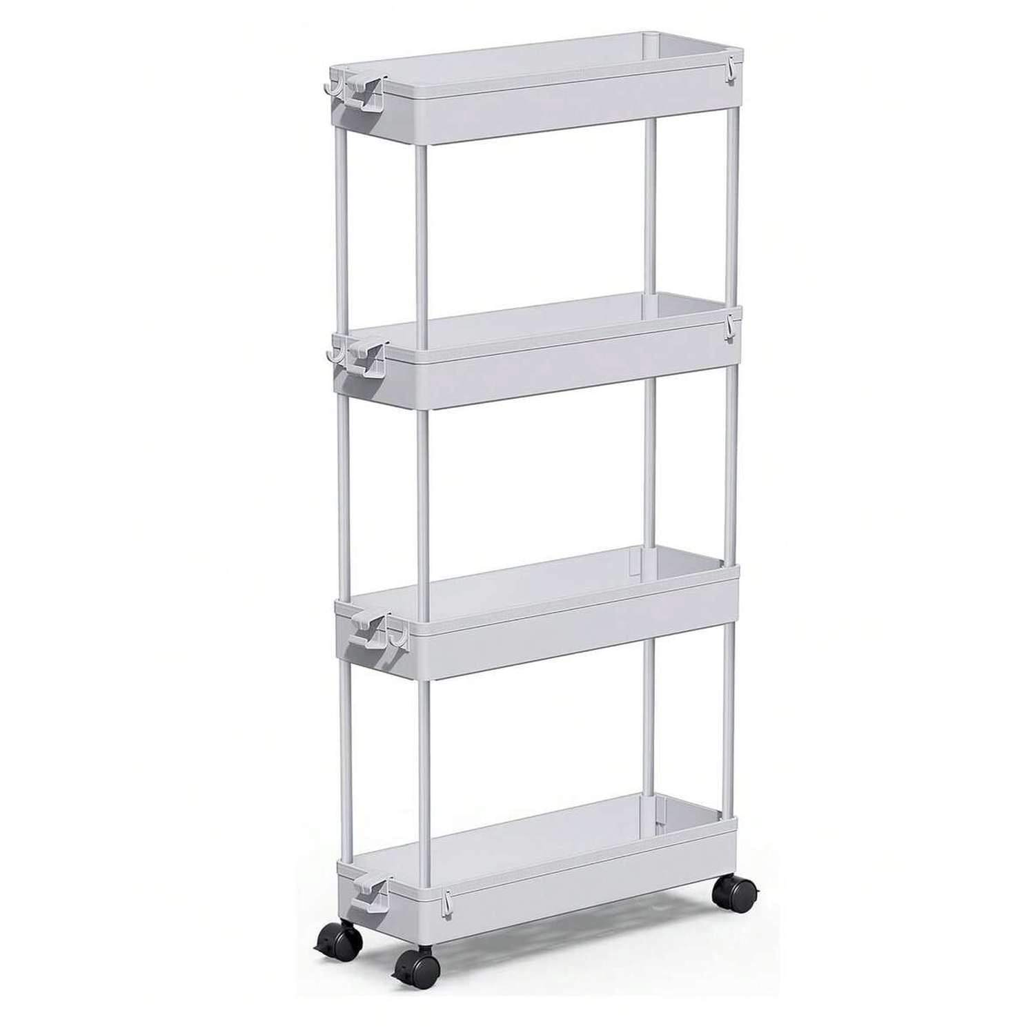 EASHZMFYTBF Grey Slim Rolling Storage Cart 4 Tier Bathroom Organizer ...