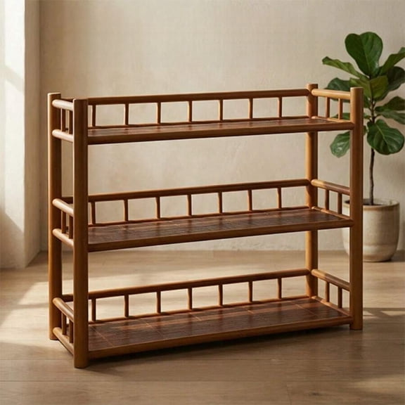 EASHZMFYTBF Natural Bamboo 3-Tier Storage Rack, Rustic Space-Saving Organizer For Kitchen Countertop, Spice Rack, Tea Room, Pantry, Dishes, Teapots, Snacks, Counter Decor