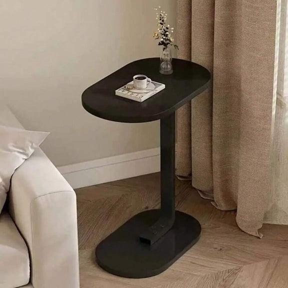 EASHZMFYTBF Oval Side Table, Desk and Laptop Table, A Movable Side Table, Suitable for Home and Office Scenes, Coffee Table and Bedside Sofa Side Table, Small and Light,Black