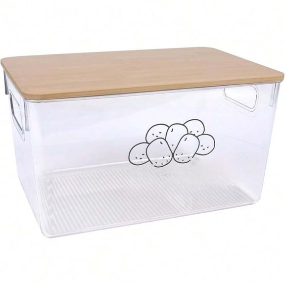EASHZMFYTBF Potato Storage Potato Bin with Bamboo Lid, Acrylic Potato Storage Canister Kitchen Storage Containers Pots for Potatoes Onions Garlics.