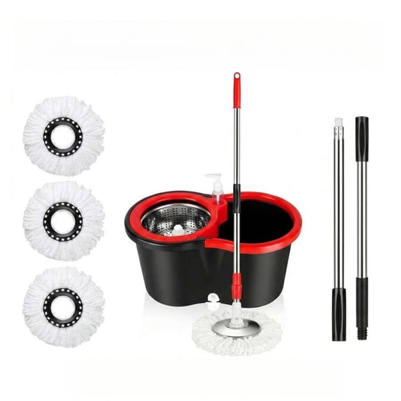 EASHZMFYTBF Spin Mop and Bucket with Wringer Set with 3 Microfiber Mop Replacement Heads and 61" Stainless Steel Adjustable Handle for Floor Cleaning.