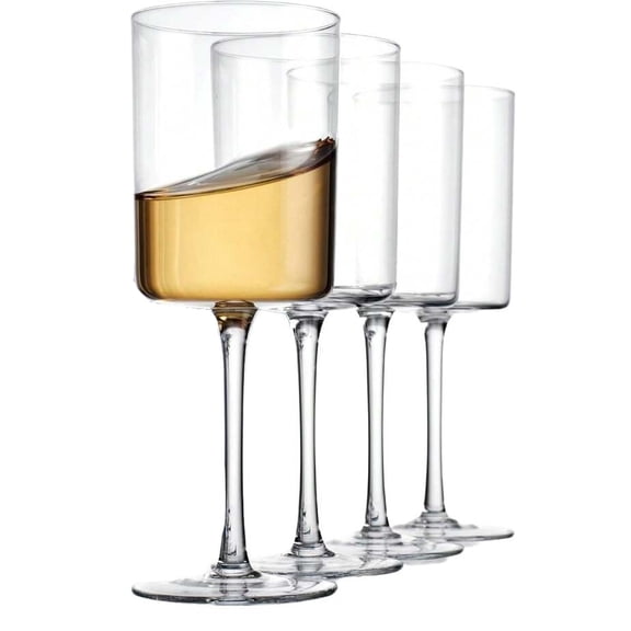 EASHZMFYTBF Wine Glasses Set of 4, Hand Blown Square Wine Glasses for Red/White, 15 oz, for Wedding, Anniversary