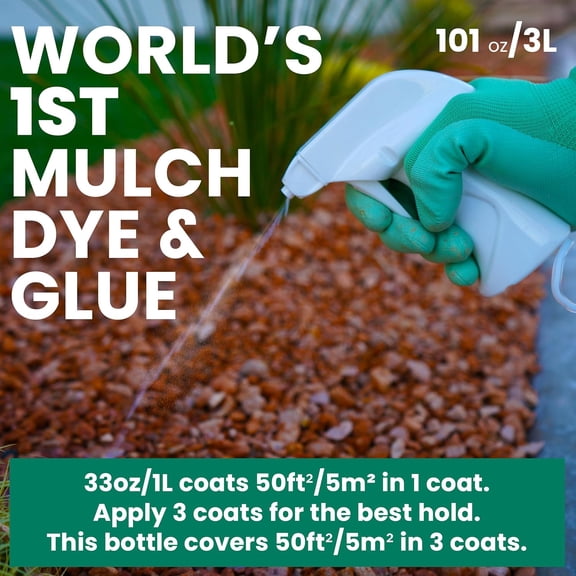 EASIHOLD Color RED 2-in-1 Mulch Dye Spray & Glue for Landscaping, Garden Beds & Playground Bark Mulch - Permanent Red Mulch Colorant. Non-Toxic, Ready to Use, Fast Drying 101oz