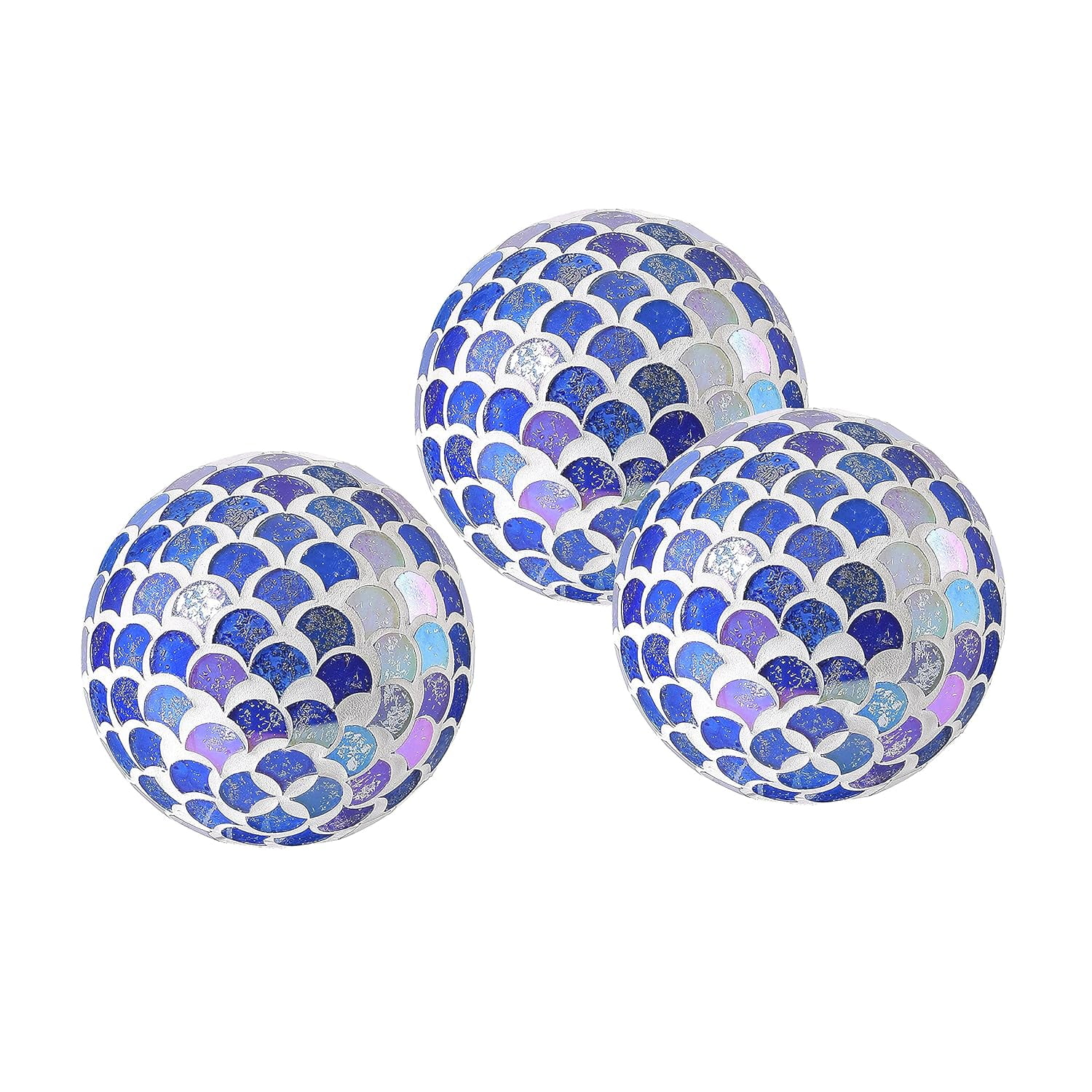 EAST CREEK Mermaid Glass Mosaic Decorative Balls Set of 3 Table