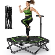 EAST MOUNT 42 Foldable Mini Trampoline for Adults, No Assembly Ultra Quiet Fitness Rebounder with Adjustable Handle, 450LBS Capacity Low Impact Exercise Trampoline for Home Gym Apartment