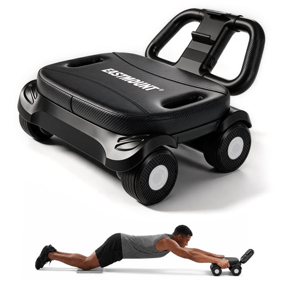 EAST MOUNT 4-Wheel Automatic Rebound Ab Roller with Elbow Support, Stable Core Workout Machine for Men Women, Foldable Beginner-Friendly Home Gym Fitness Equipment