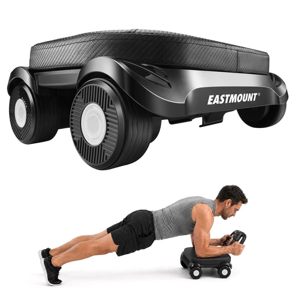 EAST MOUNT 4-Wheel Automatic Rebound Ab Roller with Elbow Support, Stable Core Workout Machine for Men Women, Foldable Beginner-Friendly Home Gym Fitness Equipment