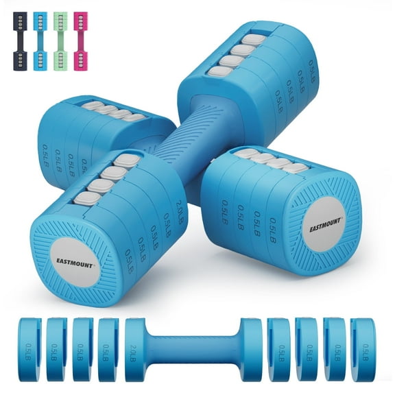 EAST MOUNT Adjustable Dumbbells Set of 2 - Women Hand Weights 2lb/3lb/4lb/5lb/6lb Weight Set 12 lbs/Pair Hand Weights for Home Office Gym Workout